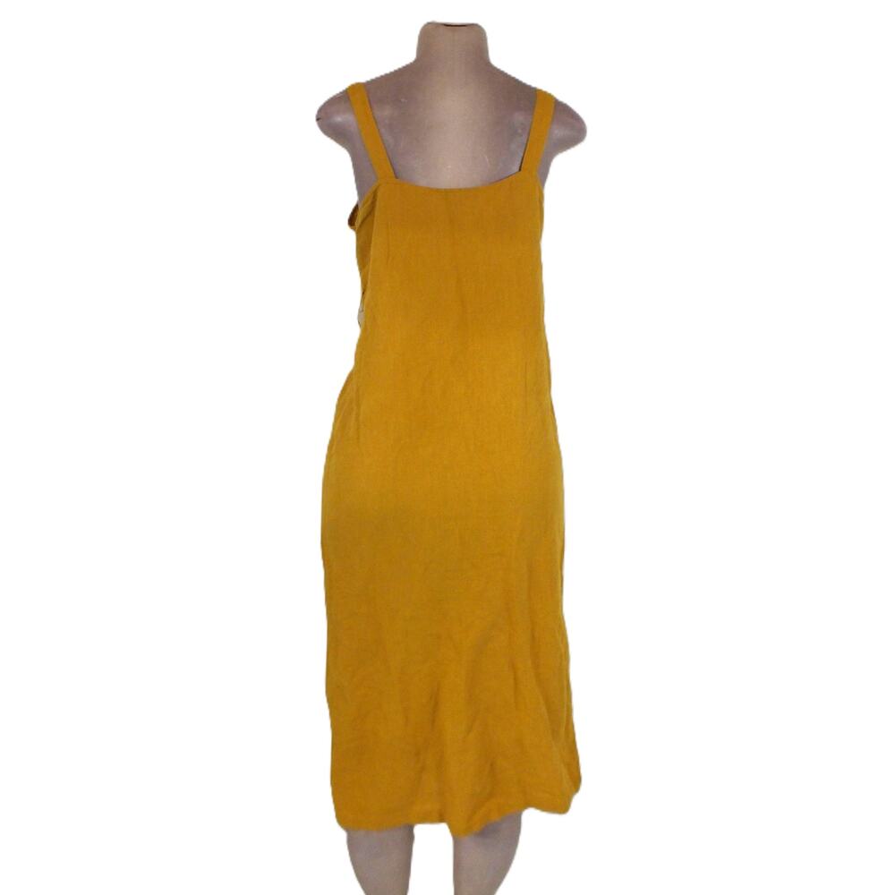 Topshop Mustard Double Button Front Sleeveless Midi Dress 4 - Picture 3 of 8